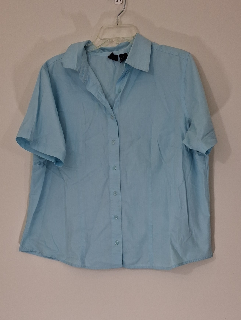 Light Blue Short Sleeve Blouse, Size 1X